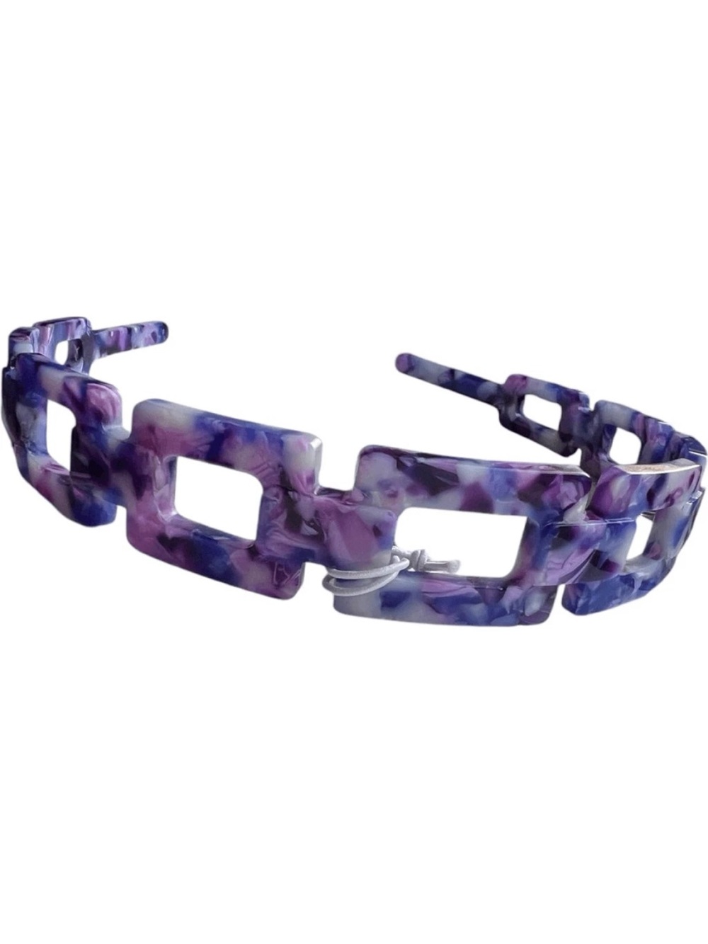 Draper James Blue, Brown Tortoise  Chain Link Headband. - Picture 3 of 6